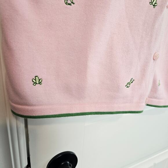 Christopher Banks Frog Cardigan Womens Medium Pink 2 Piece Sweater Y2K Preppy - Picture 6 of 10